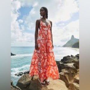 Farm Rio orange neon jungle maxi dress. Size small. BNWT